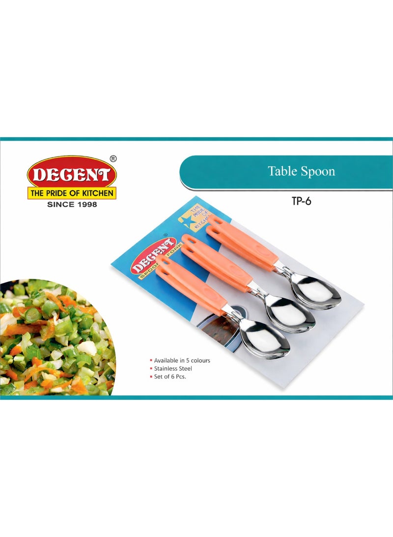 ديسينت ديسنت تيبل سبون سِت أوف 6 | ستينلس ستيل سمول تي سبونز | إيرغونومِك هاندل | ميرر فينيش | دزرت سبونز فور هوم، كيتشن، ريستورانت، ديش واشر سيف - Image 3